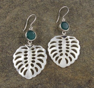 Green Chalcedony & Mother of Pearl Earrings