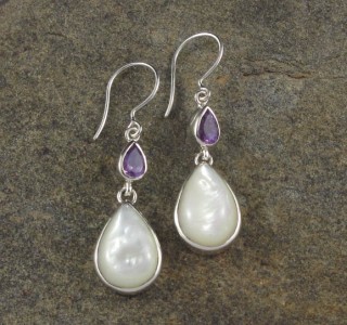 Amethyst & Mother of Pearl Earrings