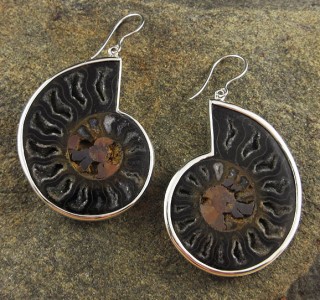 SALE Ammonite Earrings XL