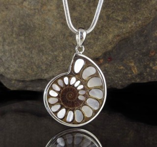 Ammonite with Mother of Pearl Inlay Pdt Lge