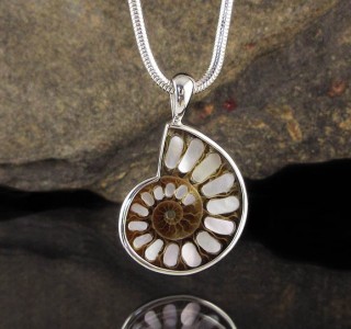 Ammonite with Mother of Pearl Inlay Pdt Med