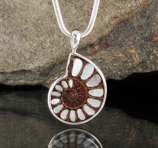 Ammonite with Mother of Pearl Inlay Pdt Med