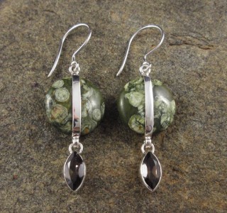 Rainforest Rhyolite & Smoky Quartz Earrings