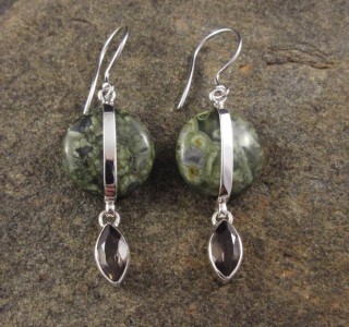 Rainforest Rhyolite & Smoky Quartz Earrings