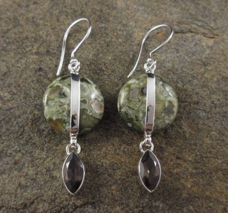 Rainforest Rhyolite & Smoky Quartz Earrings
