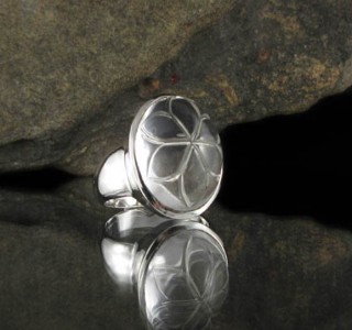 Clear Quartz Carved Flower Ring
