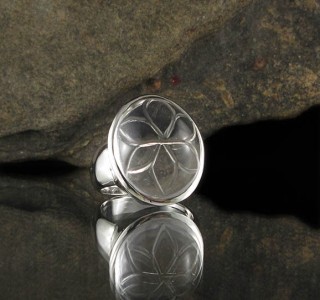 Clear Quartz Carved Flower Ring