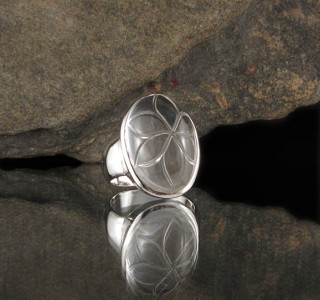 Clear Quartz Carved Flower Ring
