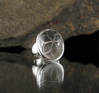 Clear Quartz Carved Flower Ring