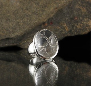 Clear Quartz Carved Flower Ring