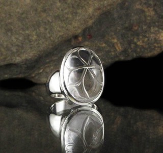 Clear Quartz Carved Flower Ring