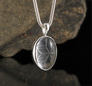 Clear Quartz Carved Flower Pendant Med