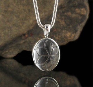 Clear Quartz Carved Flower Pendant Med