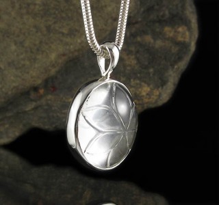 Clear Quartz Carved Flower Pendant Med