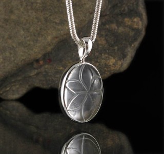 Clear Quartz Carved Flower Pendant Med
