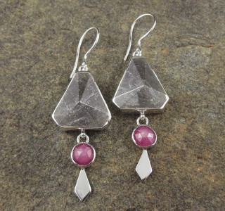 Clear Quartz & Sapphire Earrings