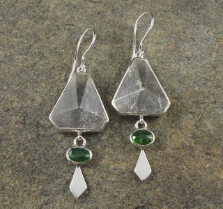 Clear Quartz & Chrome Diopside Earrings
