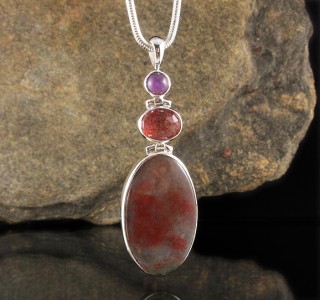 Amethyst & Strawberry Quartz & Moss Agate Pdt Lge