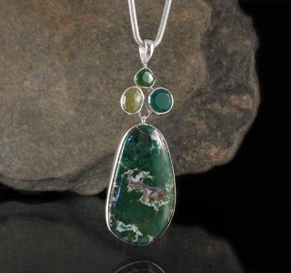 Green Chalcedony, Vesuvianite, Chrome Diopside & Chrysocolla Pdt Lge