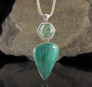 Fluorite & Malachite Pendant XL