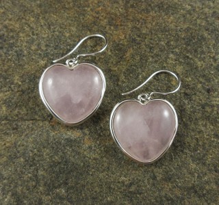 Rose Quartz Heart Earrings