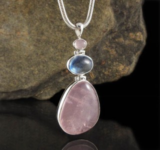 Rose Quartz & Aquamarine Pdt Lge