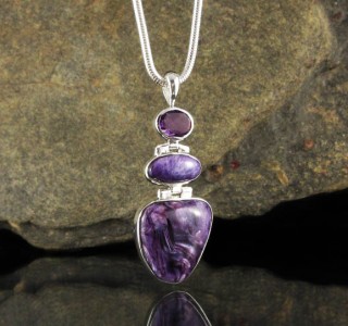 Amethyst & Charoite Pendant Lge