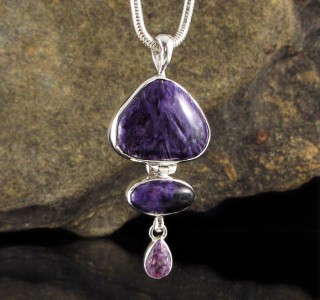 Charoite & Amethyst Pendant Med