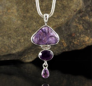 Charoite & Amethyst Pendant Med