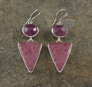 Sapphire & Rhodonite Earrings