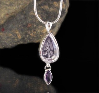 Amethyst Carved Flower Pendant Sml