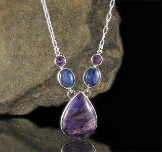 Charoite & Kyanite & Amethyst Necklace