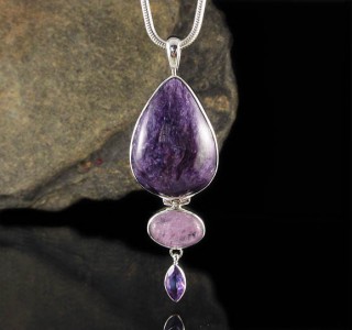 Charoite & Kunzite & Amethyst Pendant Lge