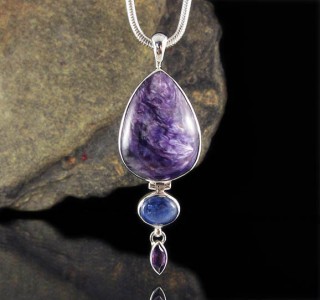 Charoite & Kyanite & Amethyst Pendant Lge
