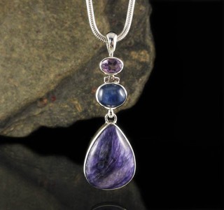 Amethyst & Kyanite & Charoite Pendant Lge