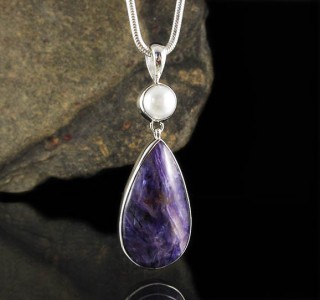 Pearl & Charoite Pendant Lge
