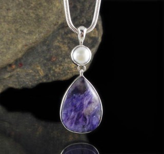 Pearl & Charoite Pendant Med
