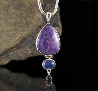 Charoite & Kyanite & Amethyst Pendant Lge