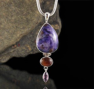 Charoite & Hessonite Garnet & Amethyst Pdt Med