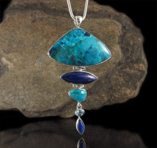 Shattuckite & Lapis Lazuli & Turquoise & Blue Topaz Pdt XL