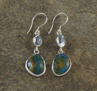 Blue Topaz & Peruvian Blue Opal Earrings