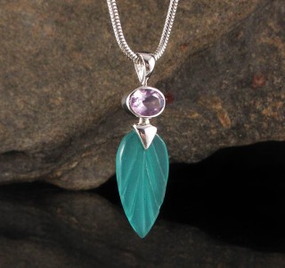 Amazonite & Amethyst Pendant Sml