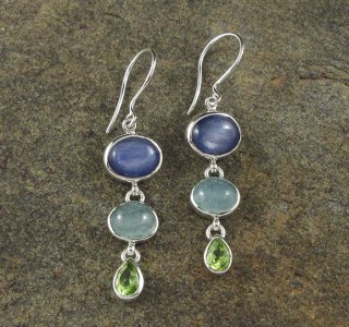 Kyanite & Aquamarine & Peridot Earrings