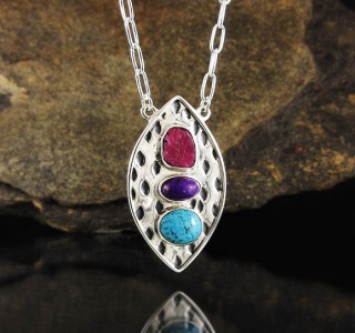 Ruby & Sugilite & Turquoise Necklace