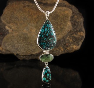 Tibetan Turquoise & Green Kyanite Pdt Lge