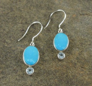 Kingman Turquoise & Blue Topaz Earrings