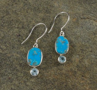 Kingman Turquoise & Blue Topaz Earrings