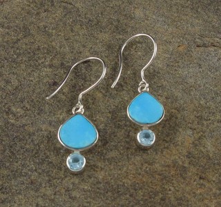 Kingman Turquoise & Blue Topaz Earrings