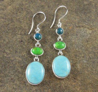 Chrysocolla & Mojave Turquoise & Turquoise Earrings