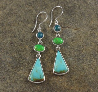 Chrysocolla & Mojave Turquoise & Turquoise Earrings